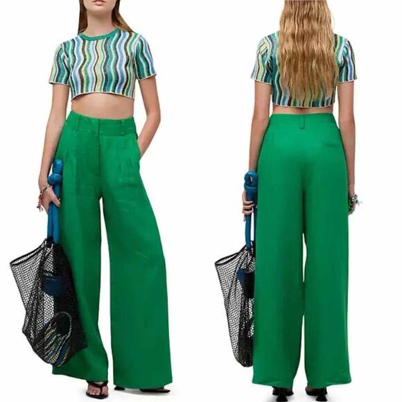 SIMON MILLER Pez Wavy Stripe Metallic Cropped Top Size XXL Stretch - Picture 7 of 8